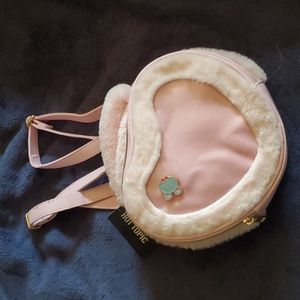 Hot Topic Pink fuzzy mini backpack. new!